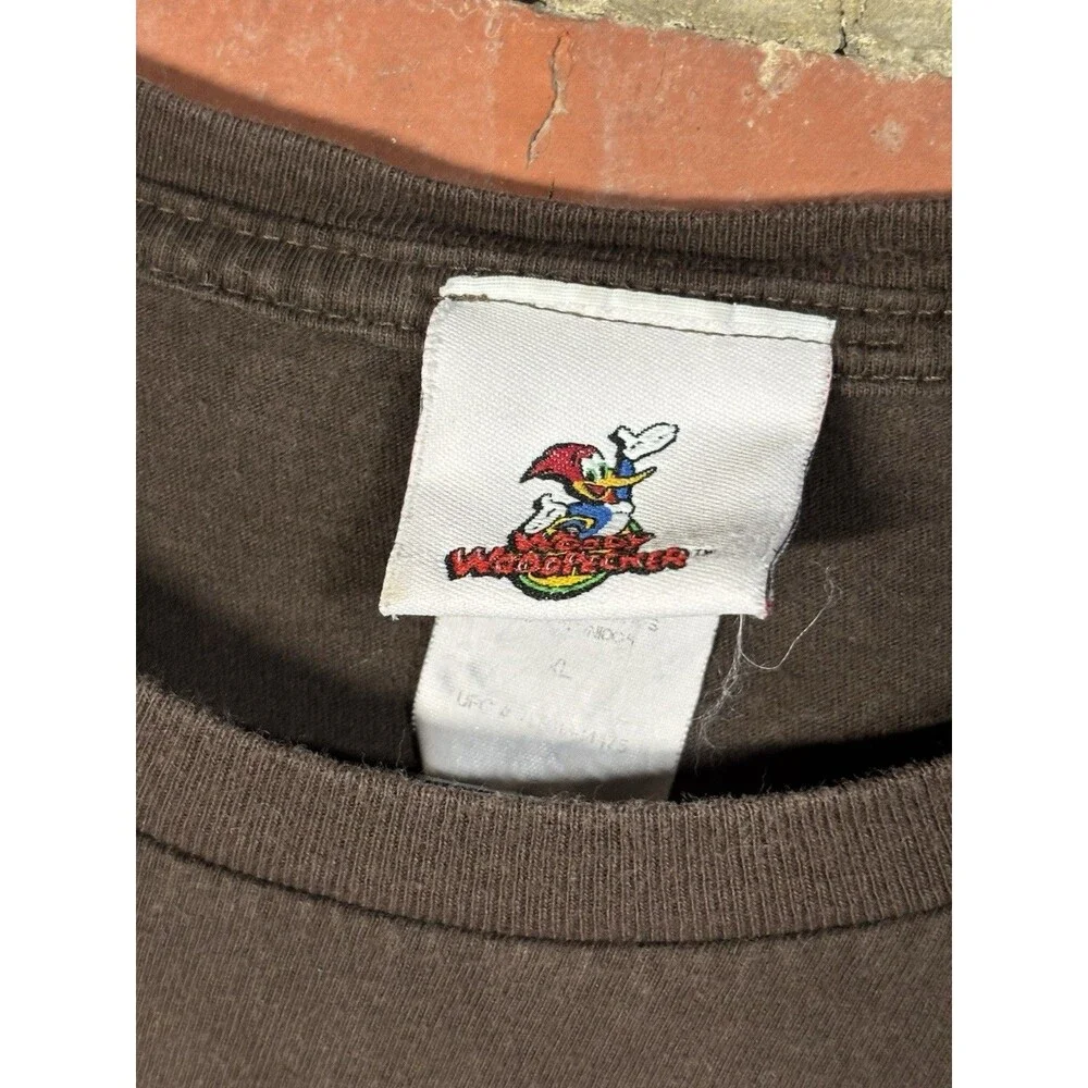 VINTAGE Y2K Woody Woodpecker Shirt Brown Graphic Tee Short Sleeve Adult Size XL